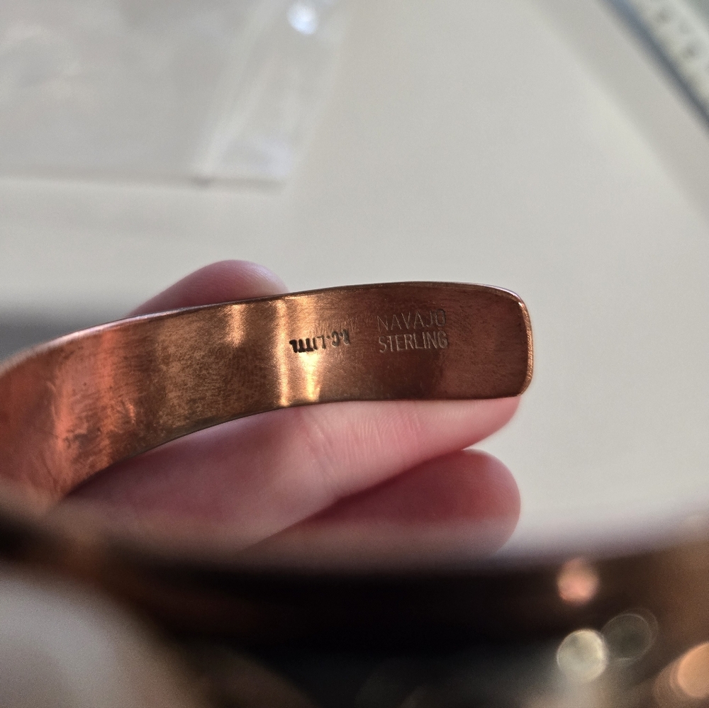 Copper Sterling Silver Native Cuff - image 4